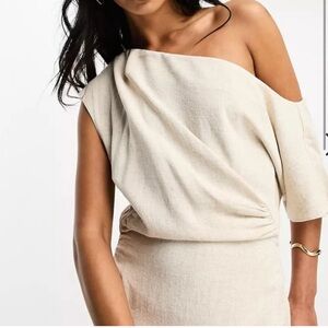 ASOS design linen off the shoulder dress